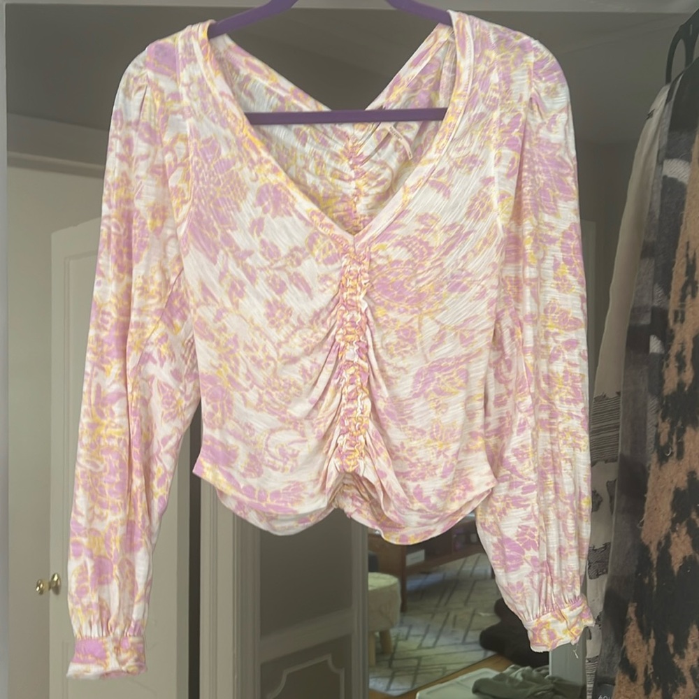 Free people pink and yellow size S top